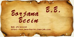 Borjana Becin vizit kartica